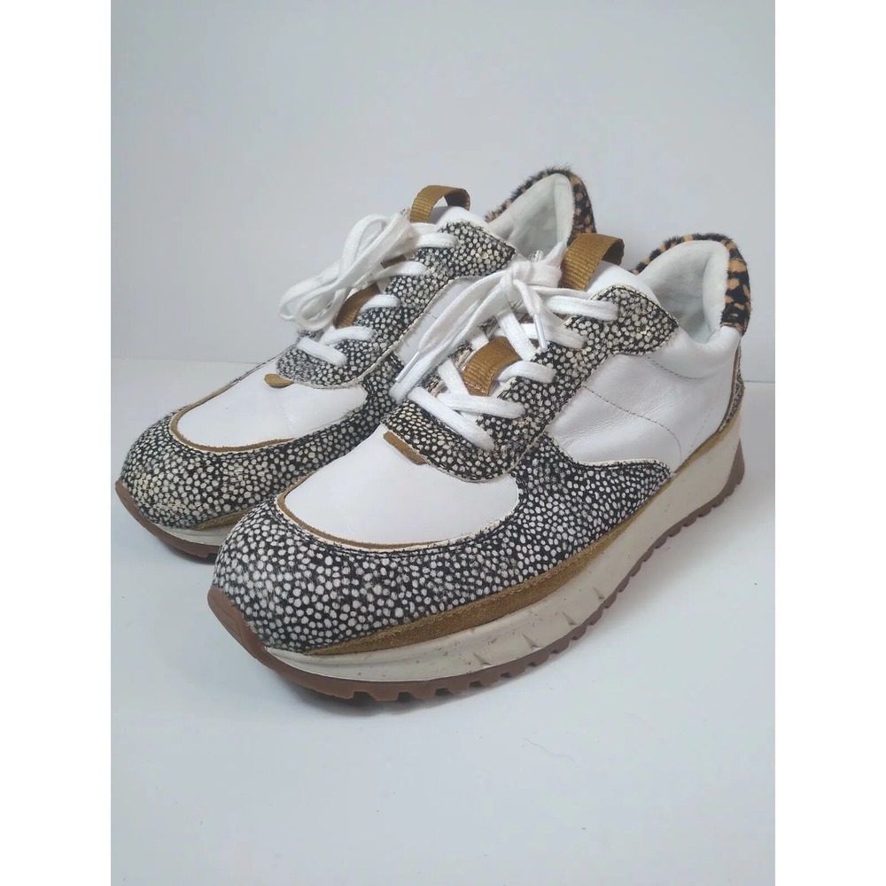 Madewell Womens Size 10M Kickoff Trainer Sneakers Leather MA503 calf hair Print